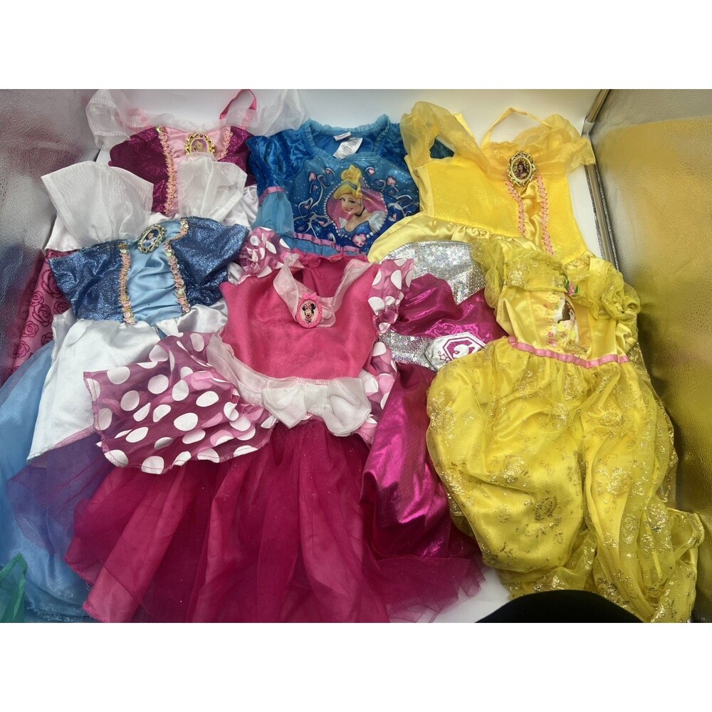 Lot 7 Girls Dress Up Costume Disney Princess 4-6 Belle Cinderella Aurora minnie